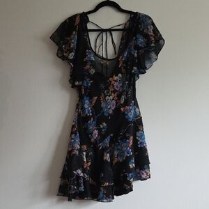 Free People Black Floral Mini Dress